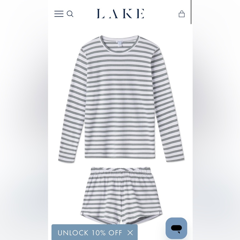 LAKE Pima Long-Short Weekend Set in Conifer Stripe